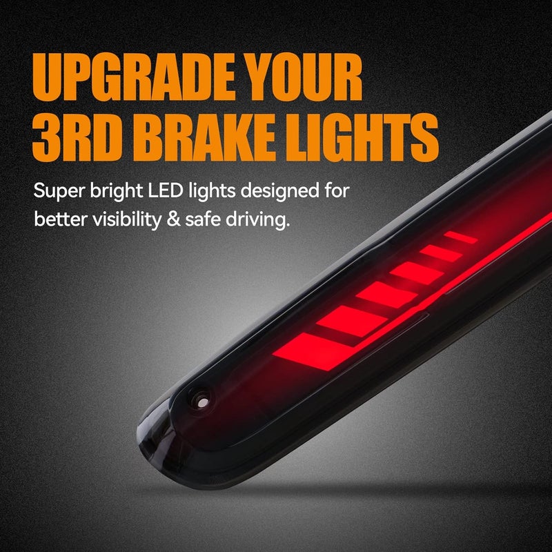 Cxdar Third 3rd Brake Light LED for 2007-2013 Chevy Silverado/GMC Sierra 1500 2500HD 3500HD High Mount Rear Brake Lights Assembly, Time Tunnel Waterproof Center Cab Lamp Stop Light - Image 3
